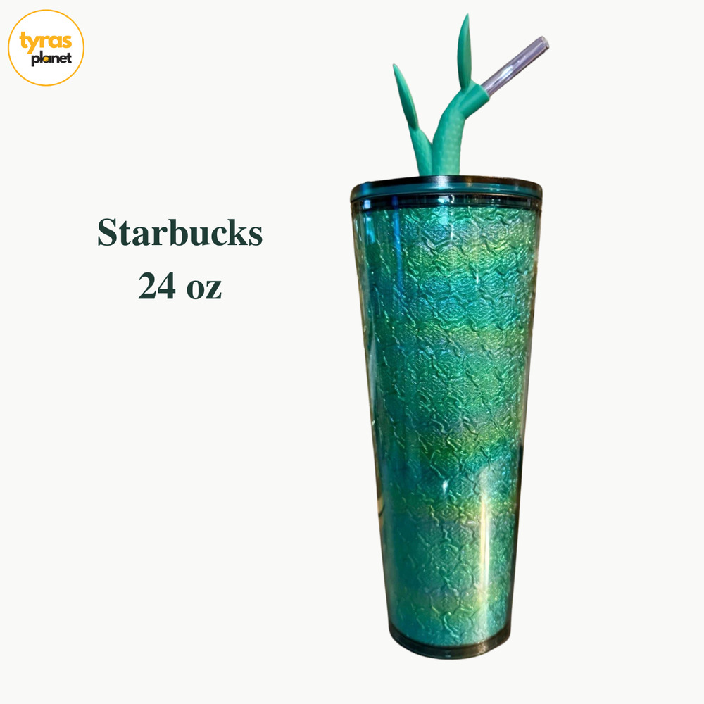 Starbucks 2025 Holographic Aqua Twin Mermaid Tail Straw Topper Tumbler NWT